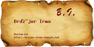 Brájer Irma névjegykártya